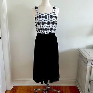 LOFT Black And White Dress Mid Length NEW w/ Tags